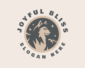 Starry Night Moon Wolf logo design