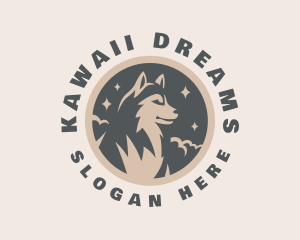 Starry Night Moon Wolf logo design