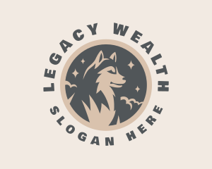 Starry Night Moon Wolf logo design