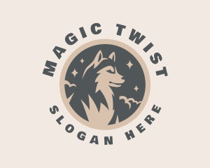 Starry Night Moon Wolf logo design