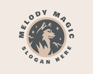 Starry Night Moon Wolf logo design