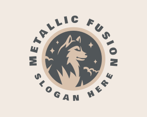 Starry Night Moon Wolf logo design