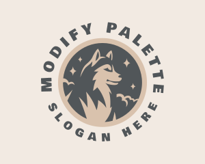 Starry Night Moon Wolf logo design