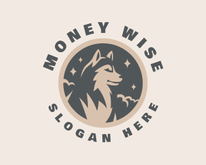 Starry Night Moon Wolf logo design