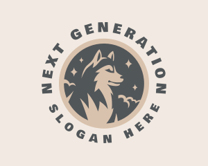 Starry Night Moon Wolf logo design