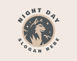 Starry Night Moon Wolf logo design