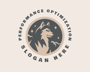 Starry Night Moon Wolf logo design