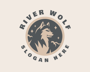 Starry Night Moon Wolf logo