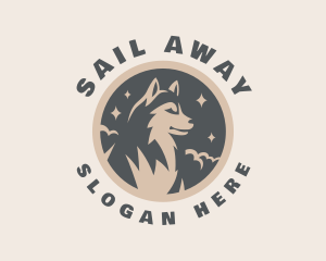 Starry Night Moon Wolf logo design