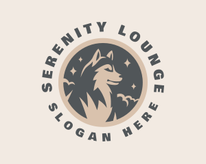 Starry Night Moon Wolf logo design