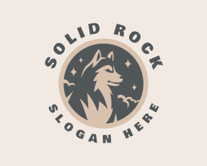 Starry Night Moon Wolf logo design