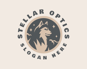 Starry Night Moon Wolf logo design