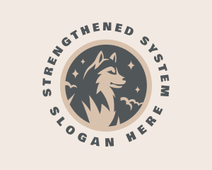 Starry Night Moon Wolf logo design