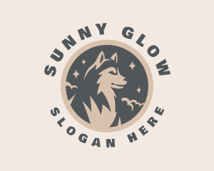 Starry Night Moon Wolf logo design