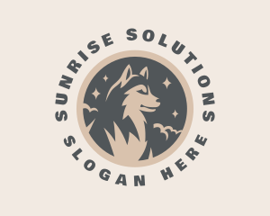 Starry Night Moon Wolf logo design