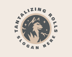 Starry Night Moon Wolf logo design