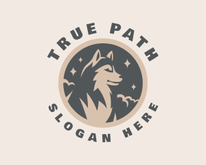 Starry Night Moon Wolf logo design