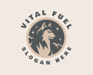 Starry Night Moon Wolf logo design