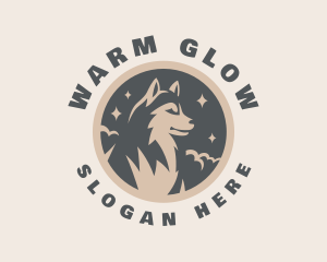 Starry Night Moon Wolf logo design