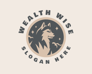 Starry Night Moon Wolf logo design