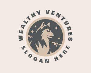 Starry Night Moon Wolf logo design