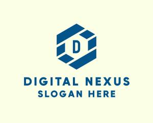 Digital Tech Hexagon logo design