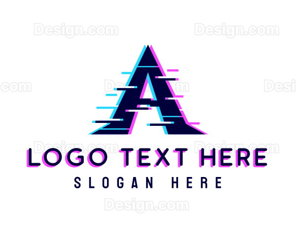 Digital Glitch Letter A Logo