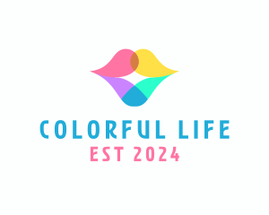 Colorful Lips Kiss logo design