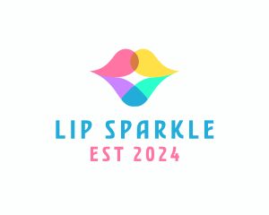 Colorful Lips Kiss logo design