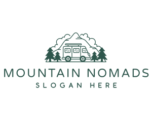 Camper Van Mountain Travel logo design