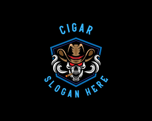 Skull Hat Smoking logo design