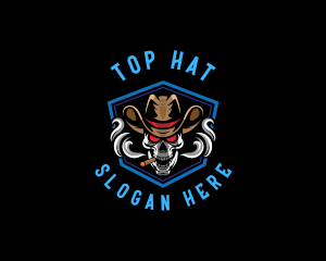 Skull Hat Smoking logo design