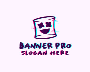 Marshmallow Face Glitch logo design