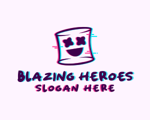 Marshmallow Face Glitch logo design