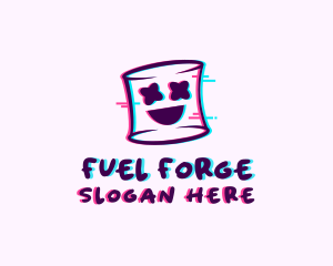 Marshmallow Face Glitch logo design