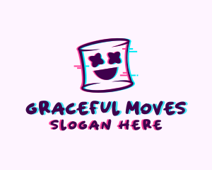 Marshmallow Face Glitch logo design