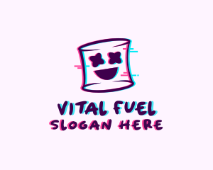 Marshmallow Face Glitch logo design