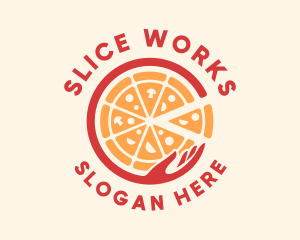 Fast Food Pizza Hand logo design