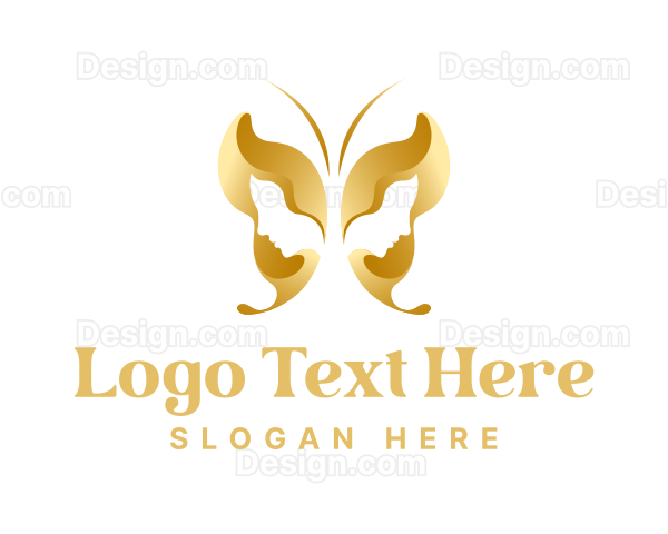 Gold Butterfly Woman Logo