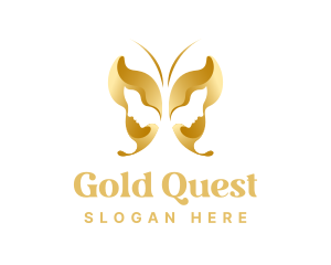 Gold Butterfly Woman logo design