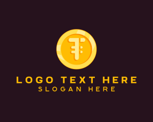 Gold Coin Letter T logo