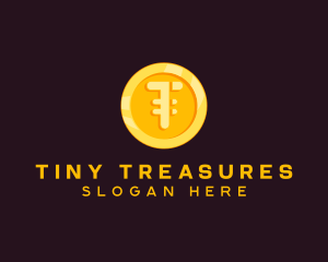 Gold Coin Letter T logo design