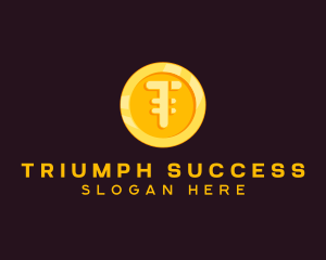 Gold Coin Letter T logo design