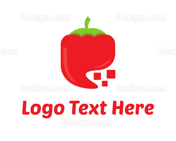 Red Digital Chili Pixel Logo