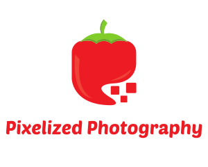 Red Digital Chili Pixel logo design