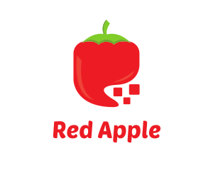 Red Digital Chili Pixel logo design