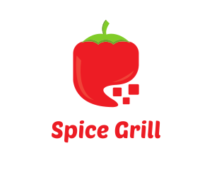 Red Digital Chili Pixel logo design