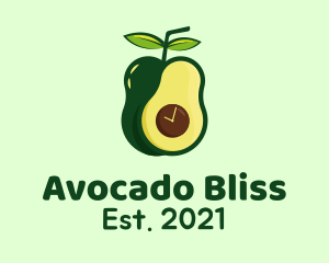 Green Avocado Clock logo design