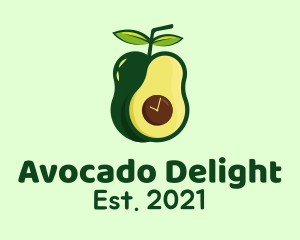 Green Avocado Clock logo design