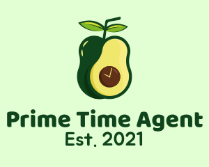 Green Avocado Clock logo design